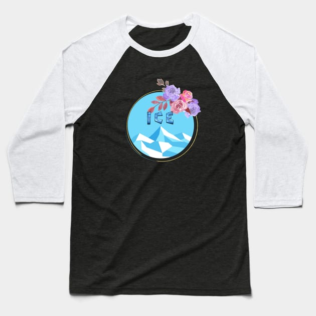 A flower-bprdered ice mountain Baseball T-Shirt by Kidrock96